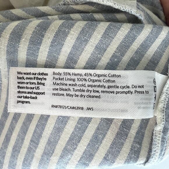 EILEEN FISHER Organic Cotton Dress Blue White Striped Sleeveless Pockets Size XS - Picture 8 of 9